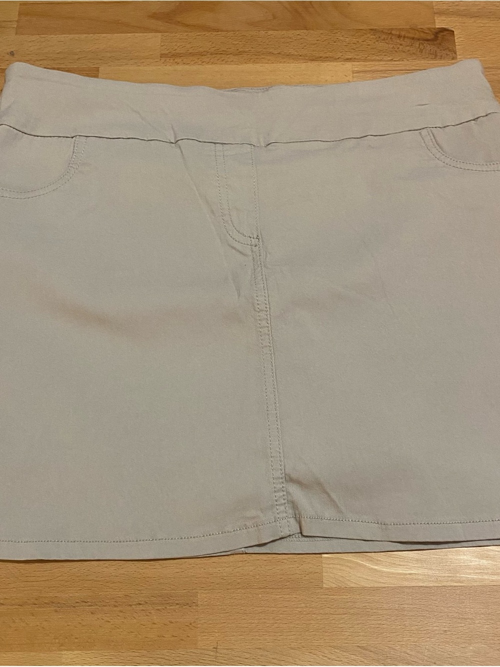 Women's Cream Mini Skirt with Front Seam